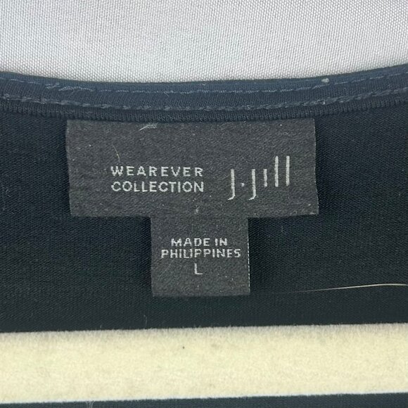 J Jill Wearever Pleated Mirror Paisley Dress Women Large Black Knee 3/4 Sleeves - Picture 6 of 6